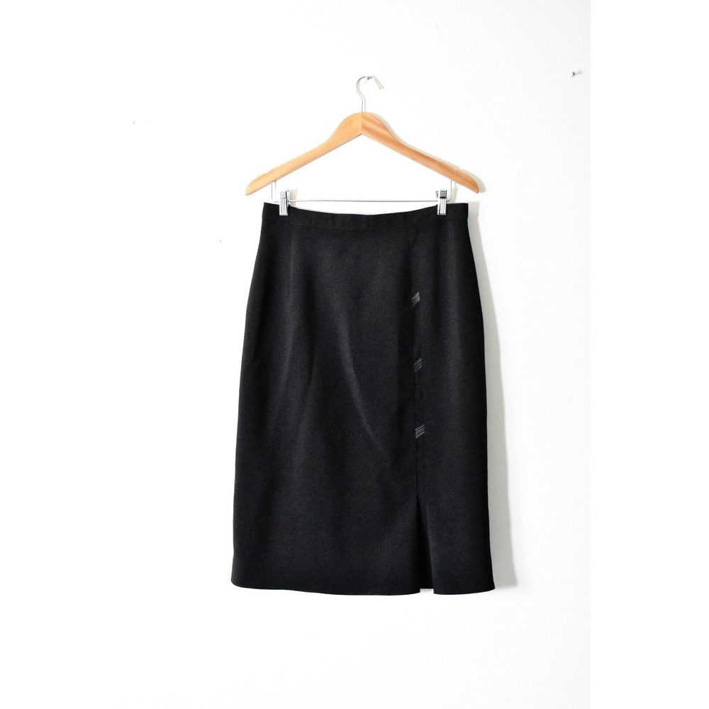 Pencil Skirt Women 12‎ Black 90s Side Slit Midi Officecore Professional